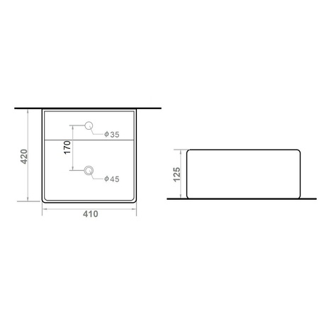 Раковина накладная (41х42) Orange  B04-405W белый глянец
